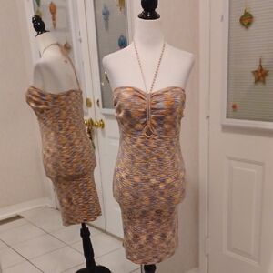 4/$60 Stylish Strapless Multicolor Bodycon Dress - Size Large